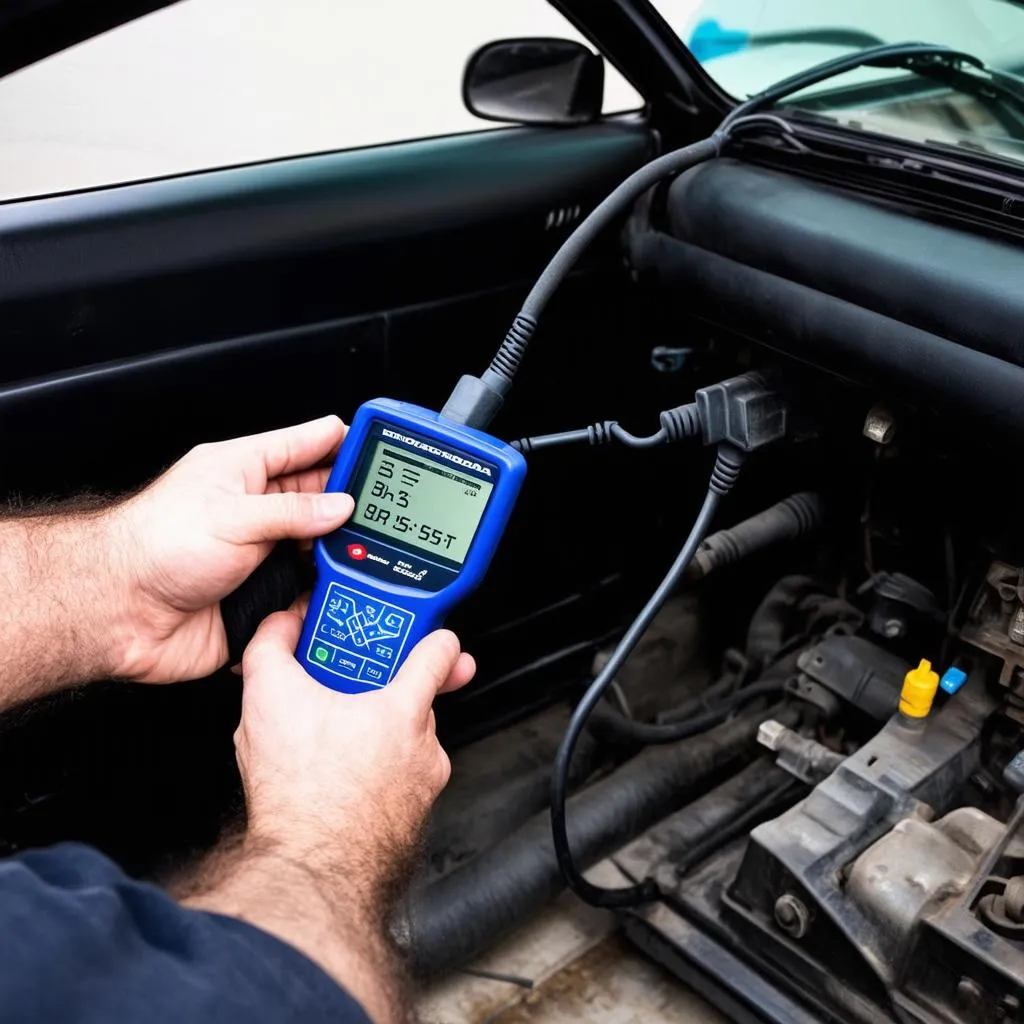 OBD scanner in use